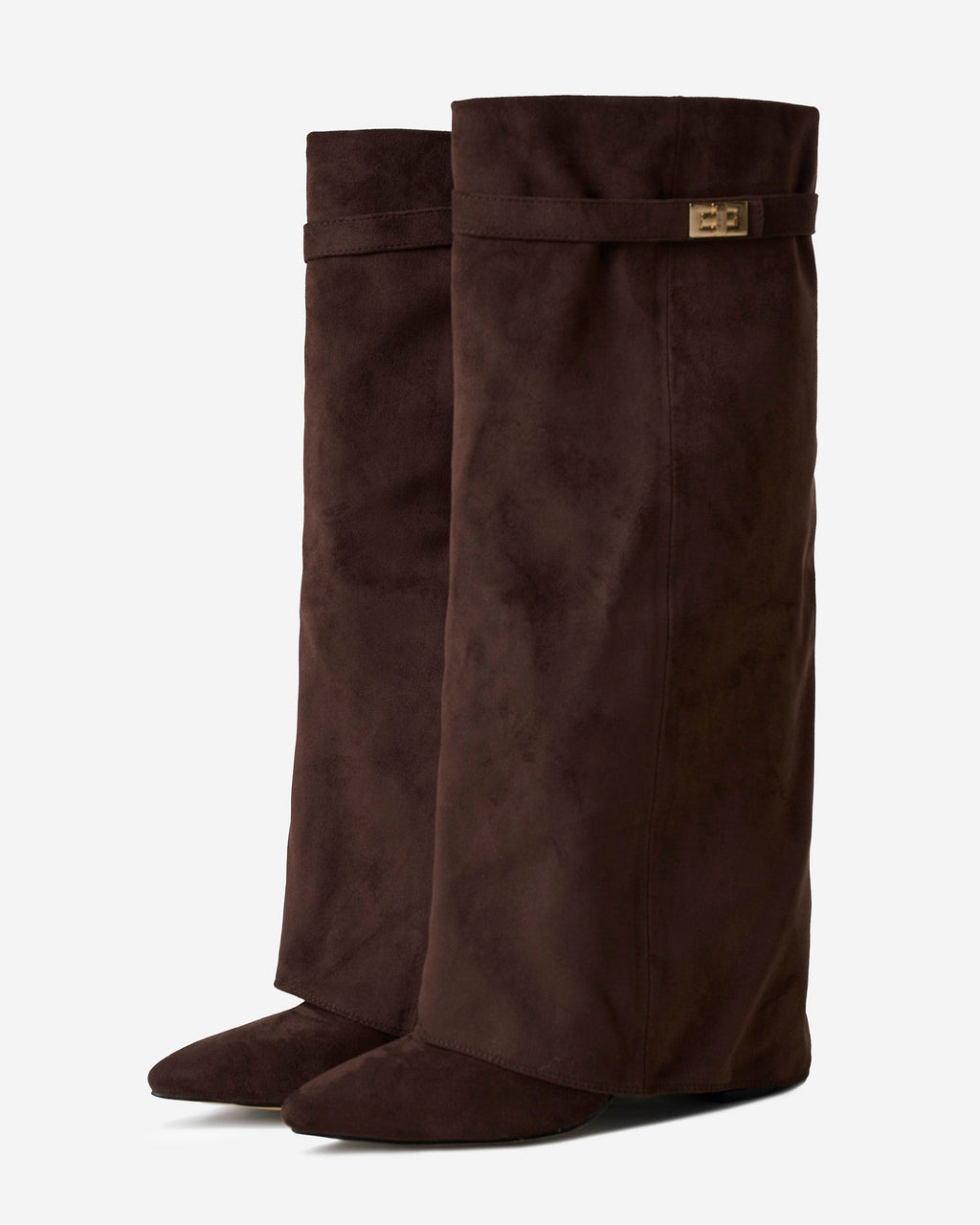 The Sienna Suede Knee-High Boots - Dark Brown — view 2