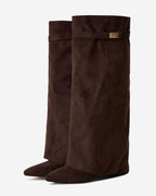 The Sienna Suede Knee-High Boots - Dark Brown — view 2