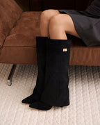 The Sienna Suede Knee-High Boots - Black — view 2
