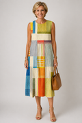 Eve - Geometric Print Sleeveless Midi Dress