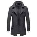 Frank - Double-Collar Overcoat in Gray