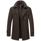 Frank - Double-Collar Overcoat in Dark Brown