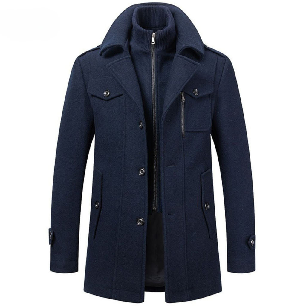 Frank - Double-Collar Overcoat in Navy