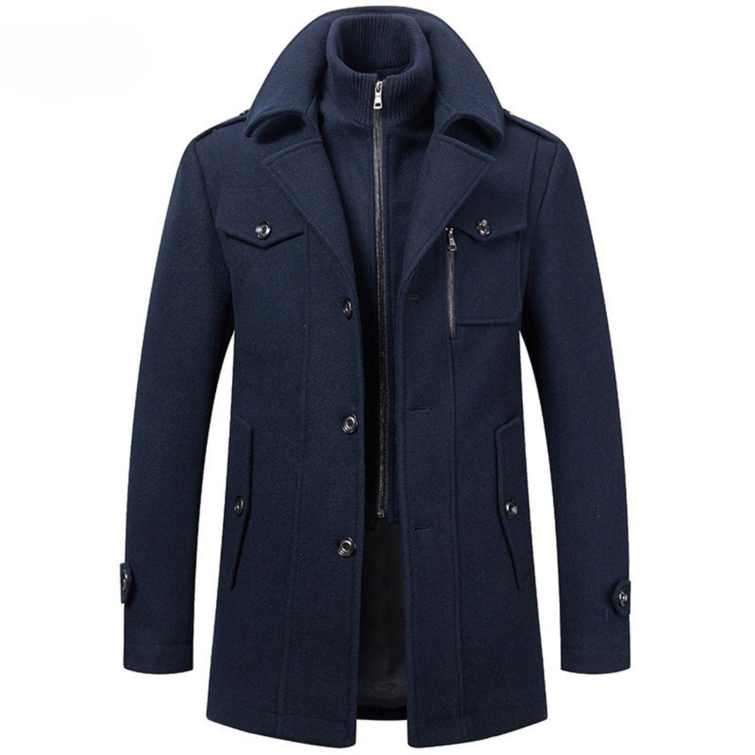 Frank - Double-Collar Overcoat in Navy