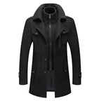 Frank - Double-Collar Overcoat in Black