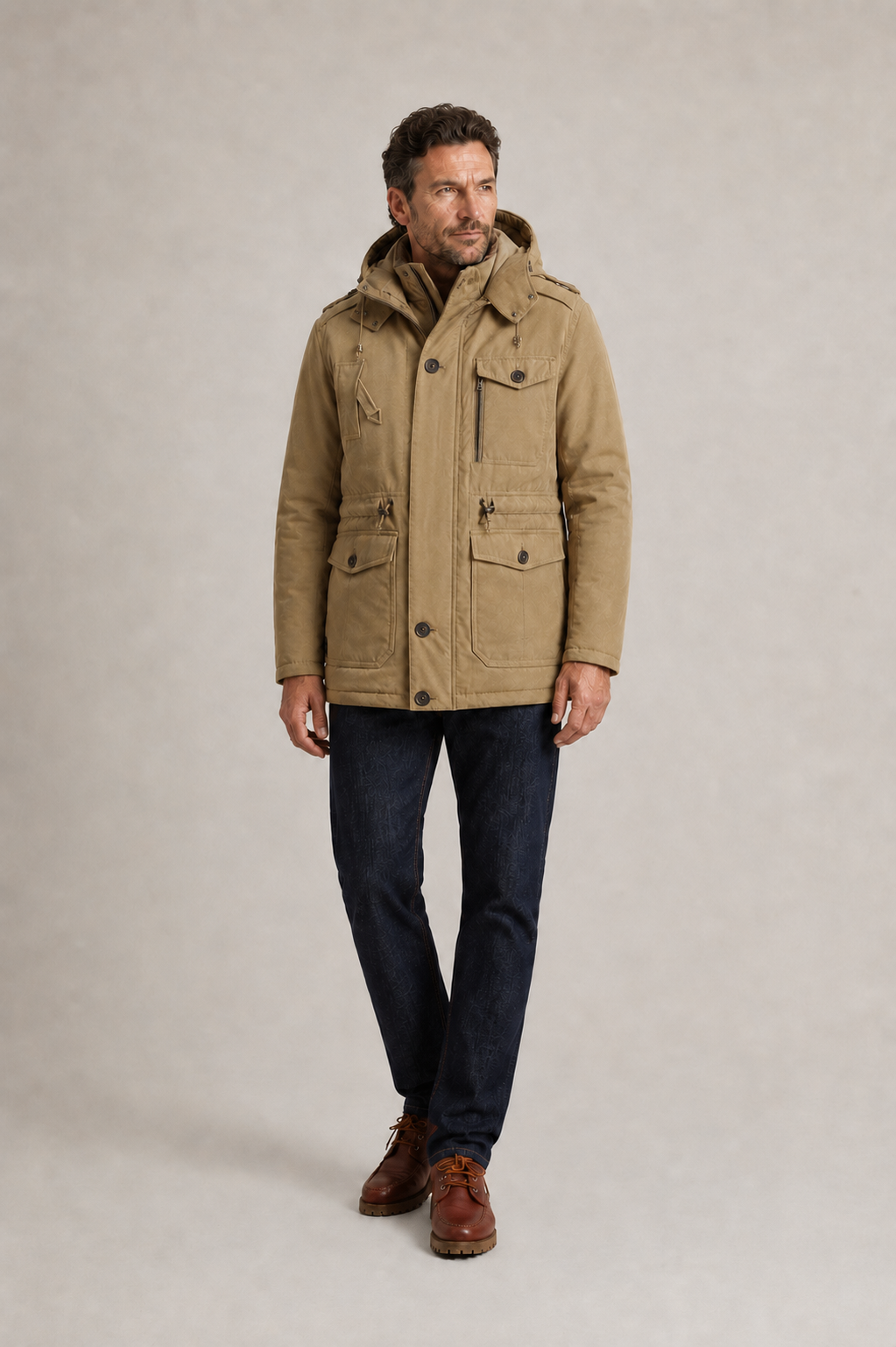Graham Soft-Lined Winter Parka in Khaki – full-body fit