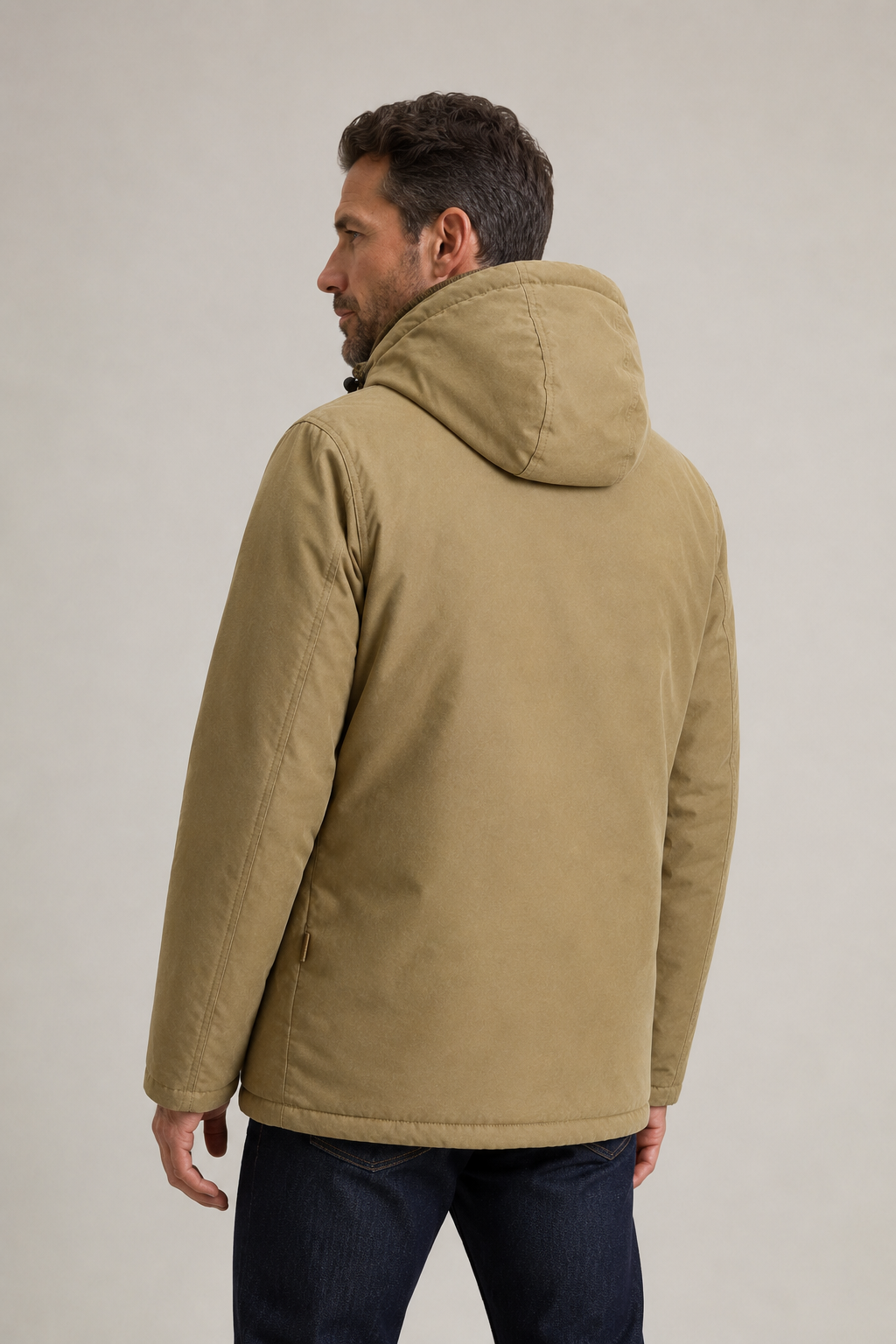 Graham Soft-Lined Winter Parka in Khaki – back view