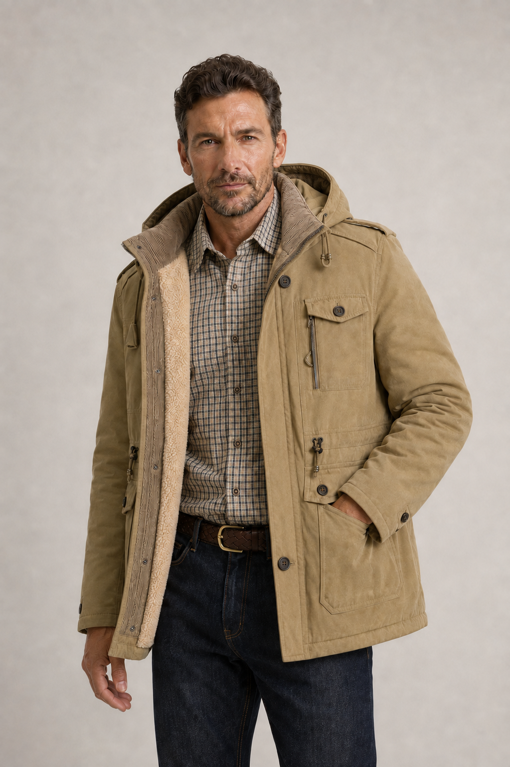 Graham Soft-Lined Winter Parka in Khaki – soft lining