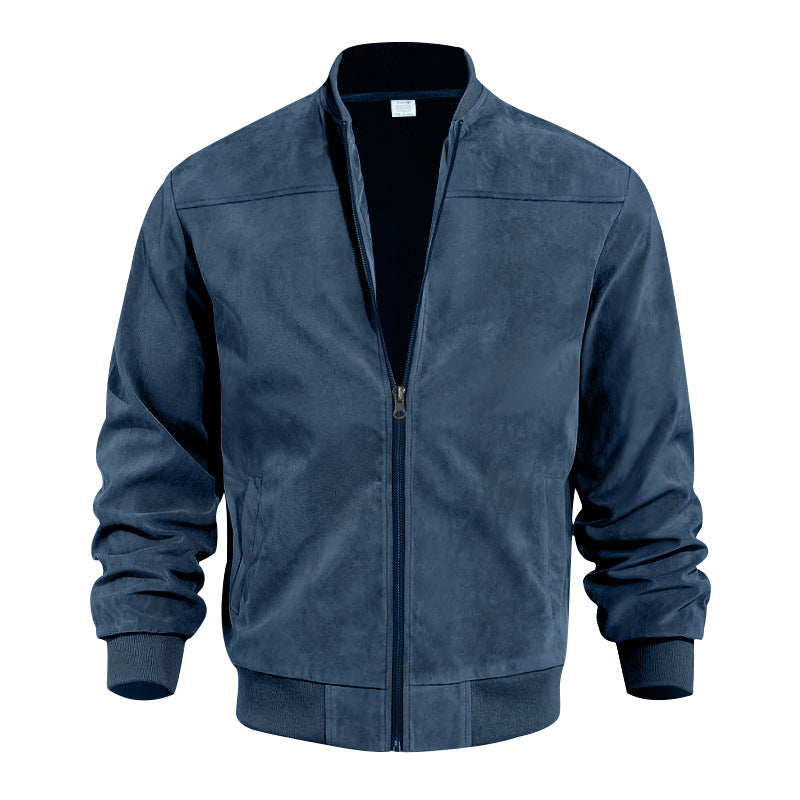 Gus - Soft-Touch Bomber Jacket in Navy