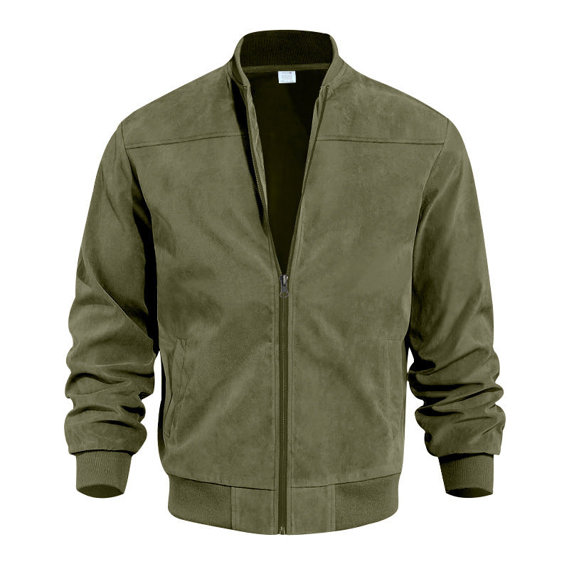 Gus - Soft-Touch Bomber Jacket in Army Green