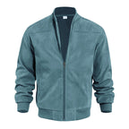 Gus - Soft-Touch Bomber Jacket in Dusty Blue