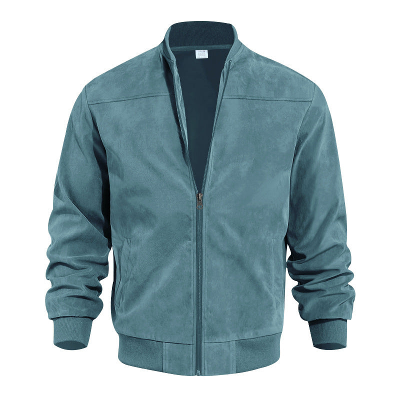 Gus - Soft-Touch Bomber Jacket in Dusty Blue