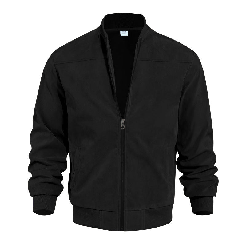 Gus - Soft-Touch Bomber Jacket in Black