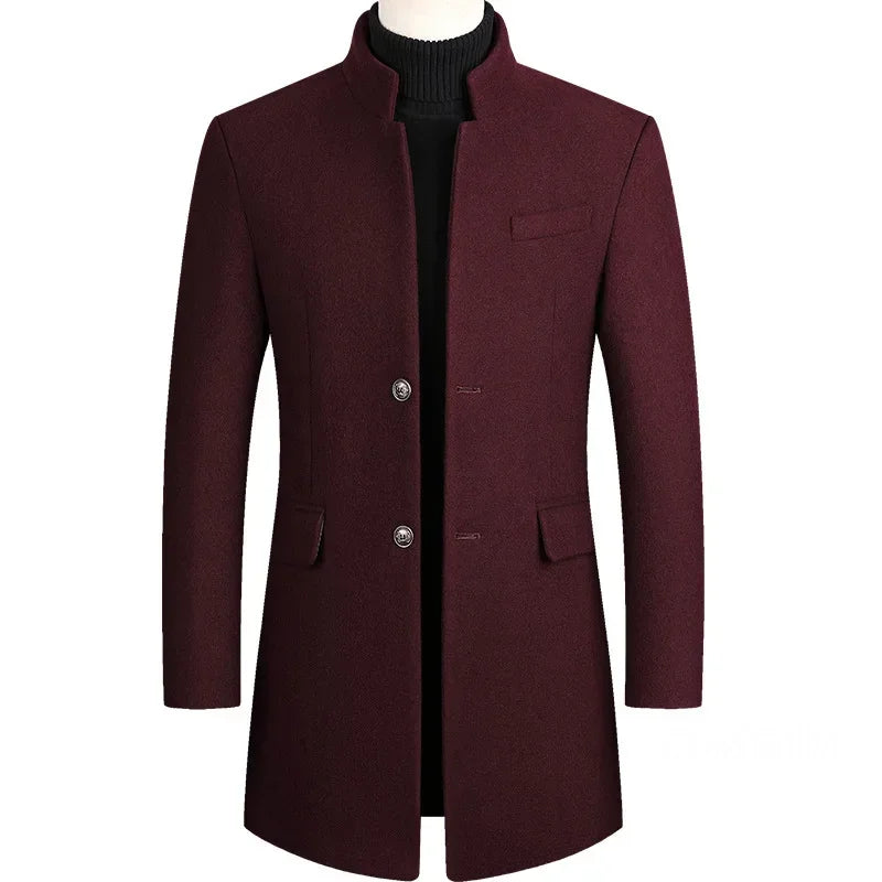 Hal - Wool Overcoat in Burgundy