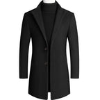 Hal - Wool Overcoat in Black (Dark Buttons)