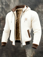 Hank - Sherpa-Lined Waffle Knit Jacket in Cream