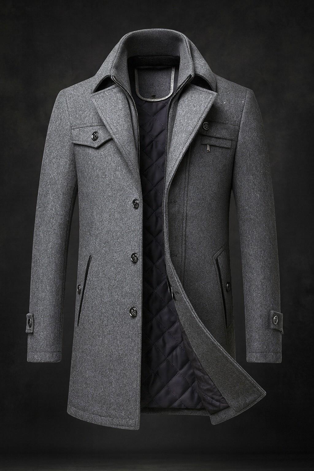 Harlan - 100% Wool Coat in Gray