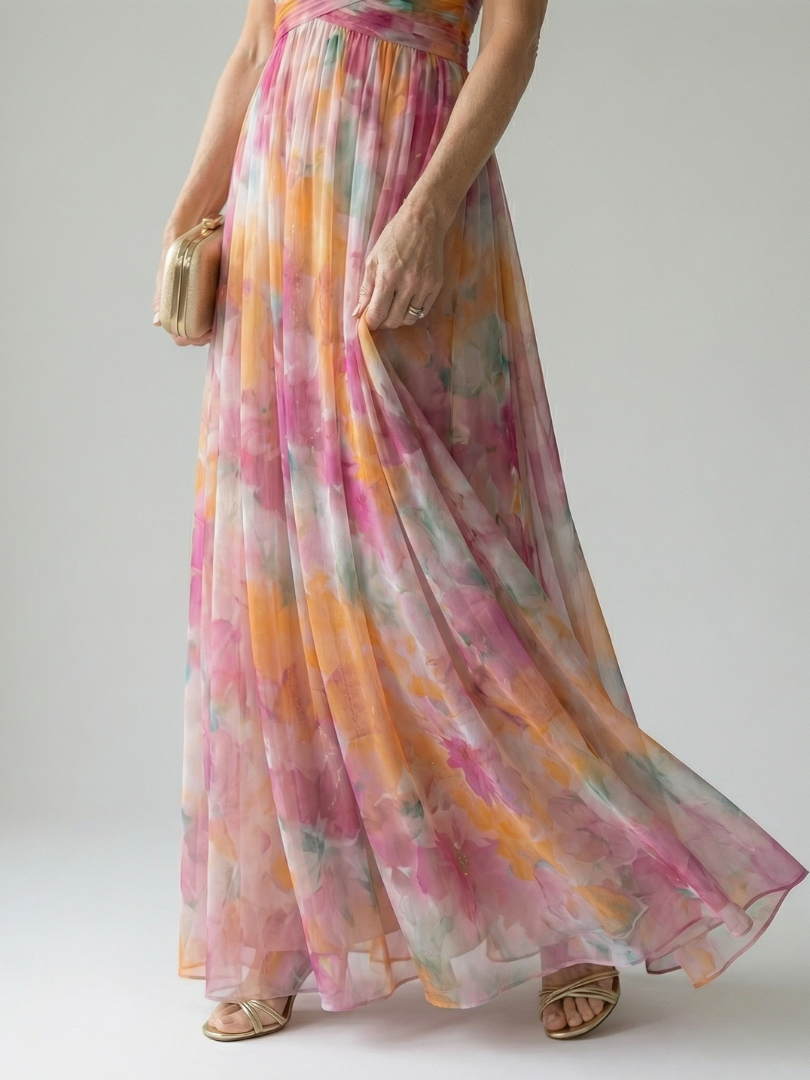 Izel - Watercolor Floral Maxi Dress