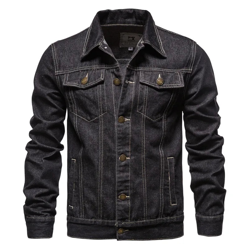 Jed - Classic Denim Trucker Jacket in Black