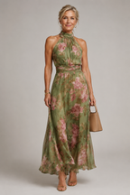Julia - Floral Halter Neck Maxi Dress