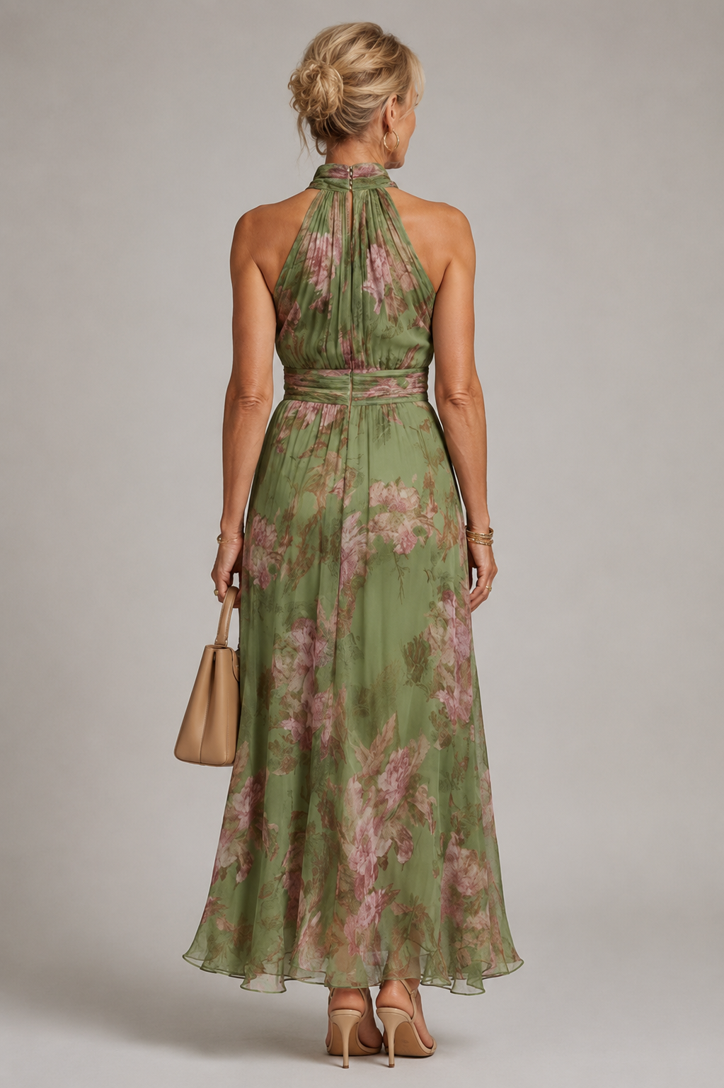 Julia - Floral Halter Neck Maxi Dress