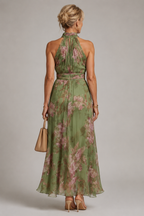 Julia - Floral Halter Neck Maxi Dress