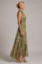 Julia - Floral Halter Neck Maxi Dress