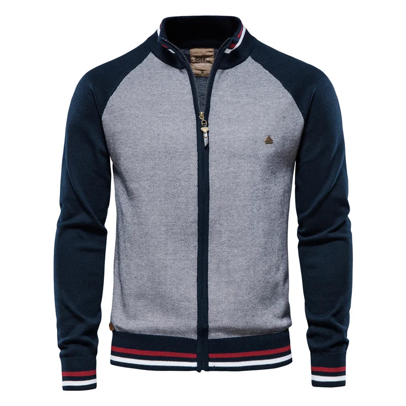 Lloyd - Full-Zip Raglan Knit Cardigan in Blue