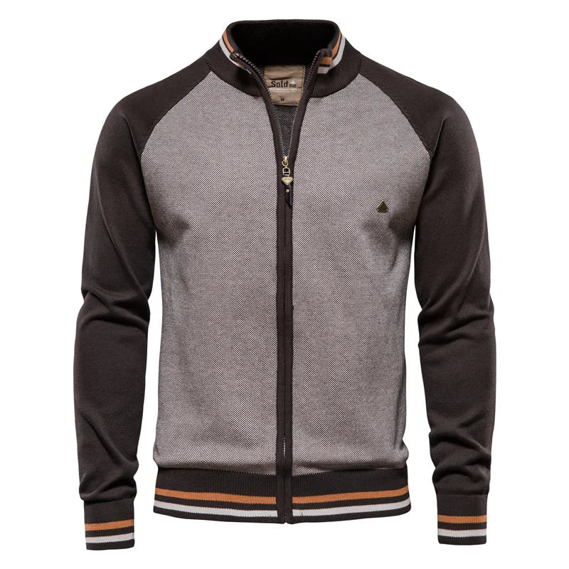 Lloyd - Full-Zip Raglan Knit Cardigan in Brown