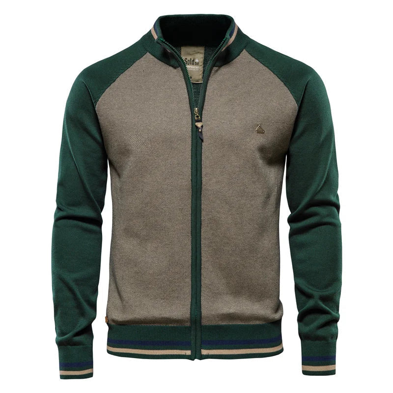 Lloyd - Full-Zip Raglan Knit Cardigan in Green