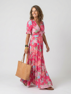 Lone - Floral Puff-Sleeve Maxi Dress