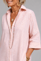 Lumera - Wrinkle-Free Striped Shirt Midi Dress