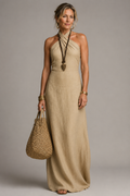 Maaike - Linen Halter Neck Maxi Dress
