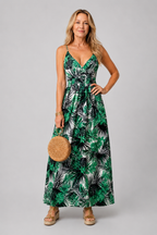 Maravelle - Palm Print Sleeveless Maxi Dress