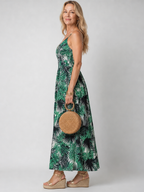 Maravelle - Palm Print Sleeveless Maxi Dress