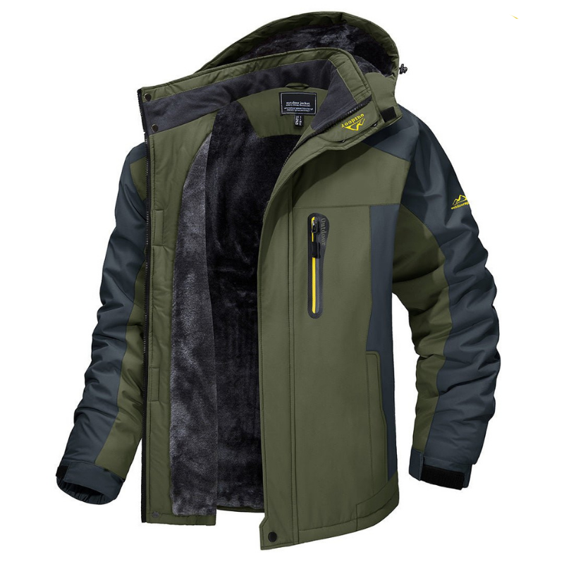 Miles - Fleece-Lined Outdoor Jacket in Army Green
