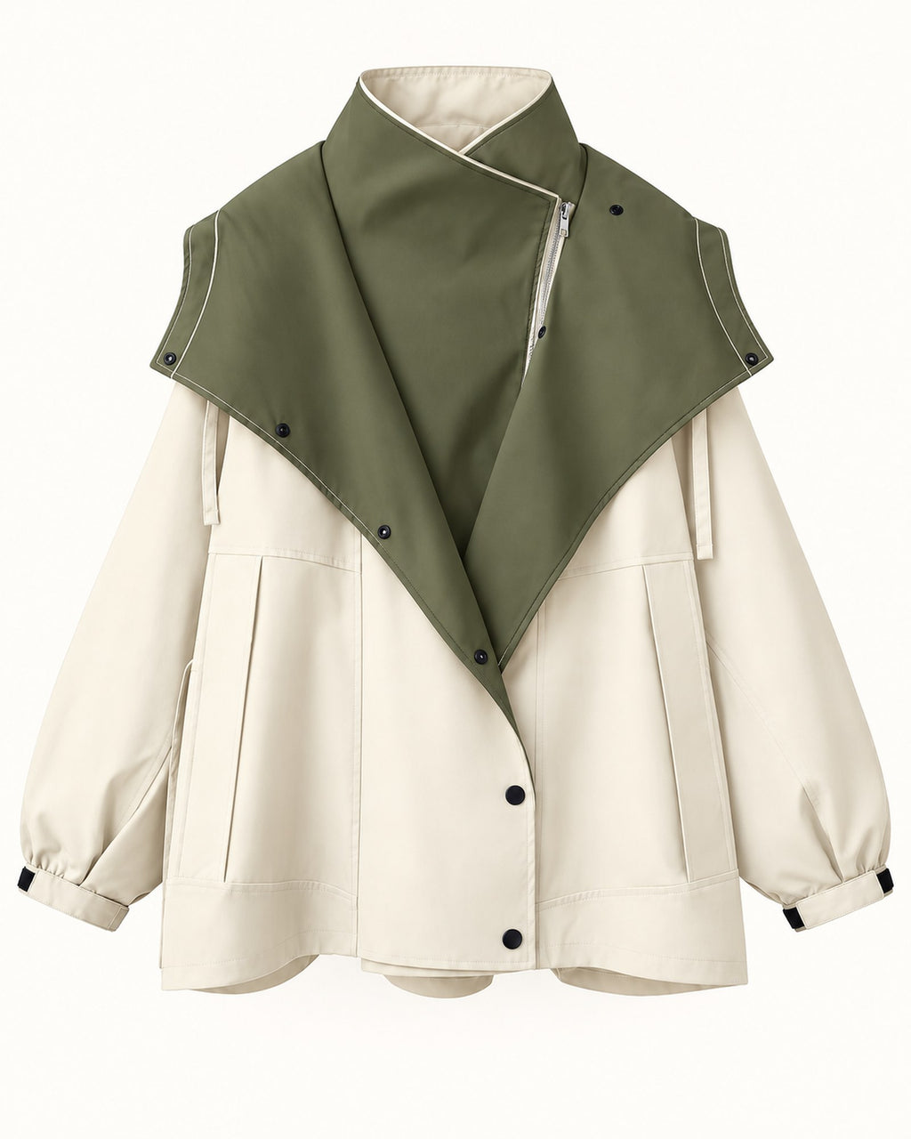 Nancy windbreaker jacket in ivory, standalone front view