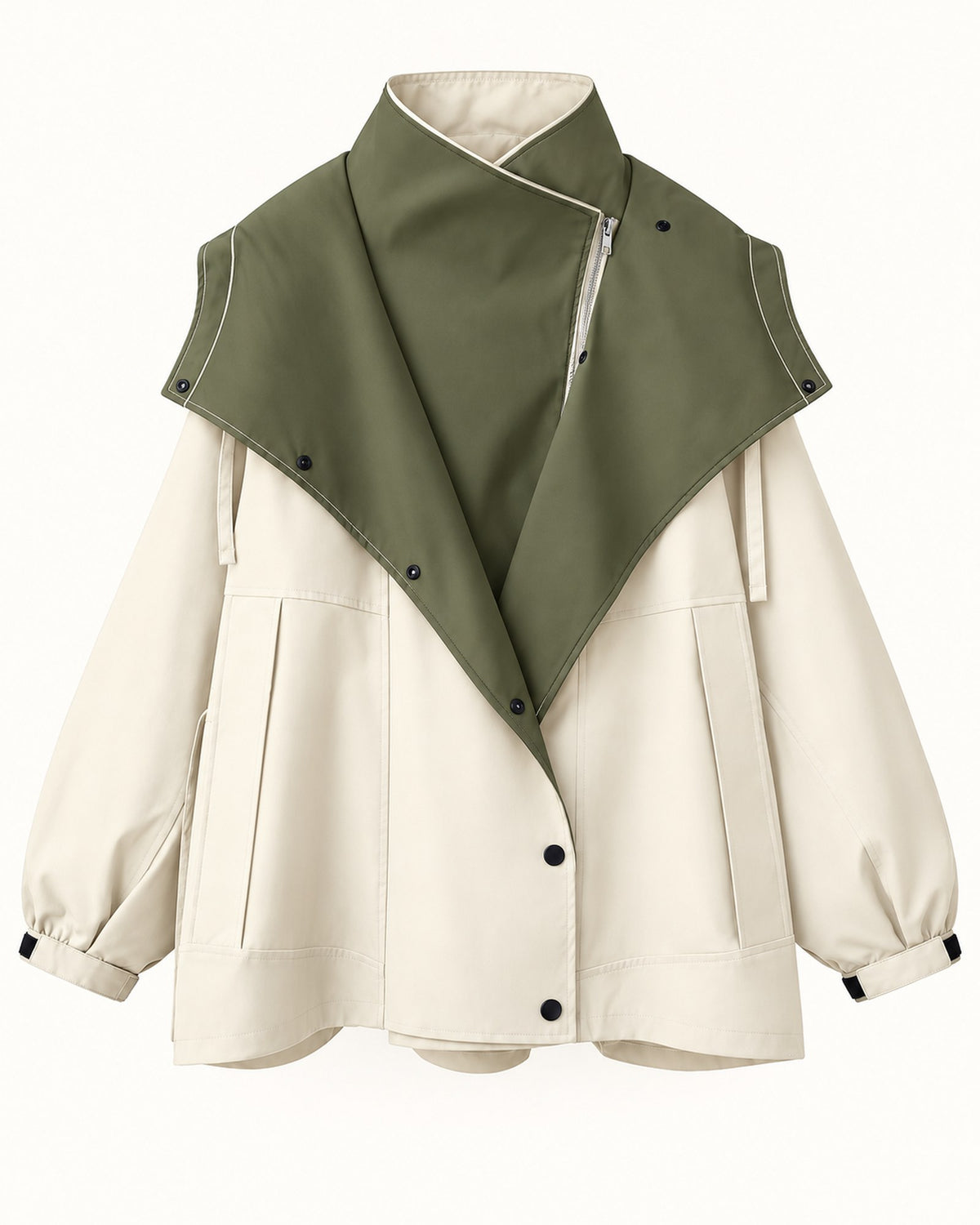 Nancy windbreaker jacket in ivory, standalone front view