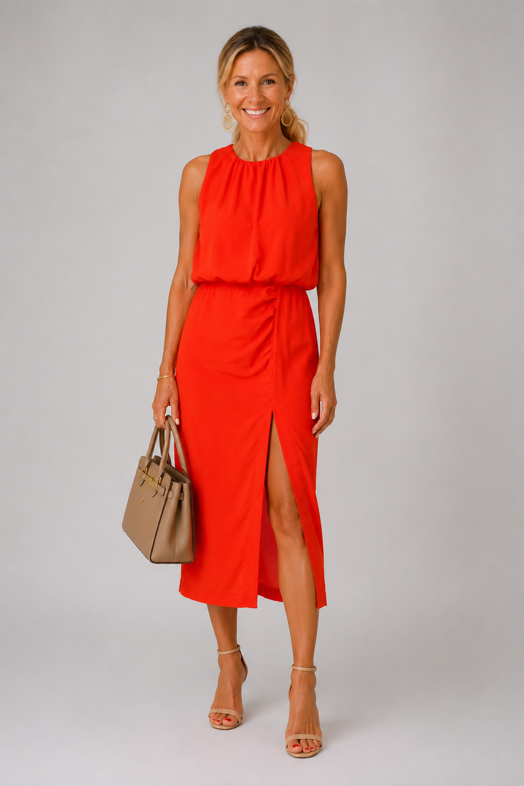 Nikki - Halter Neck Slit Midi Dress