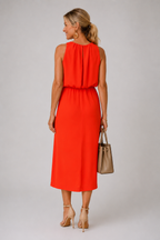 Nikki - Halter Neck Slit Midi Dress