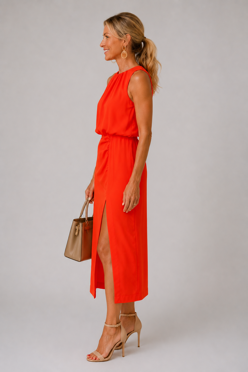 Nikki - Halter Neck Slit Midi Dress