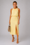 Nikki - Halter Neck Slit Midi Dress