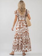 Numan - Flutter Sleeve Printed Maxi Dress