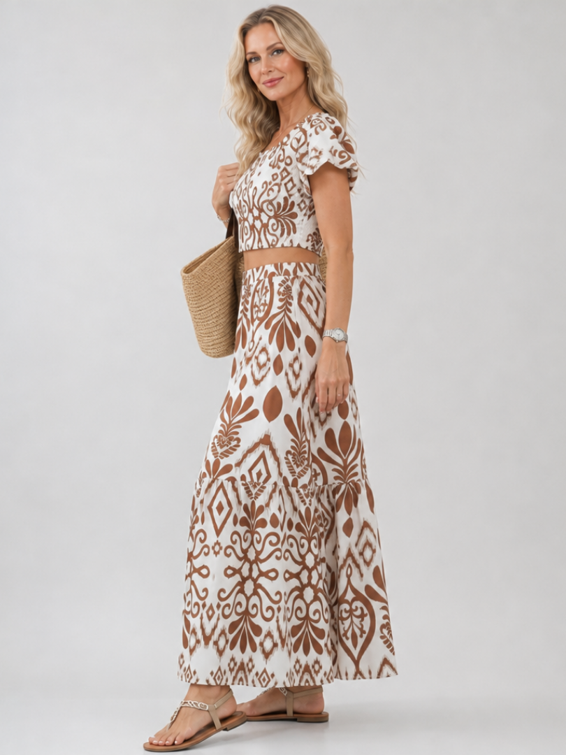 Numan - Flutter Sleeve Printed Maxi Dress