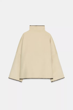 Back view of the Olivia blanket stitch boxy jacket in Cream