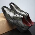 Reginald classic wingtip brogues in Olive and Grey