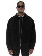 Rex - Oversized Suede Jacket in Black