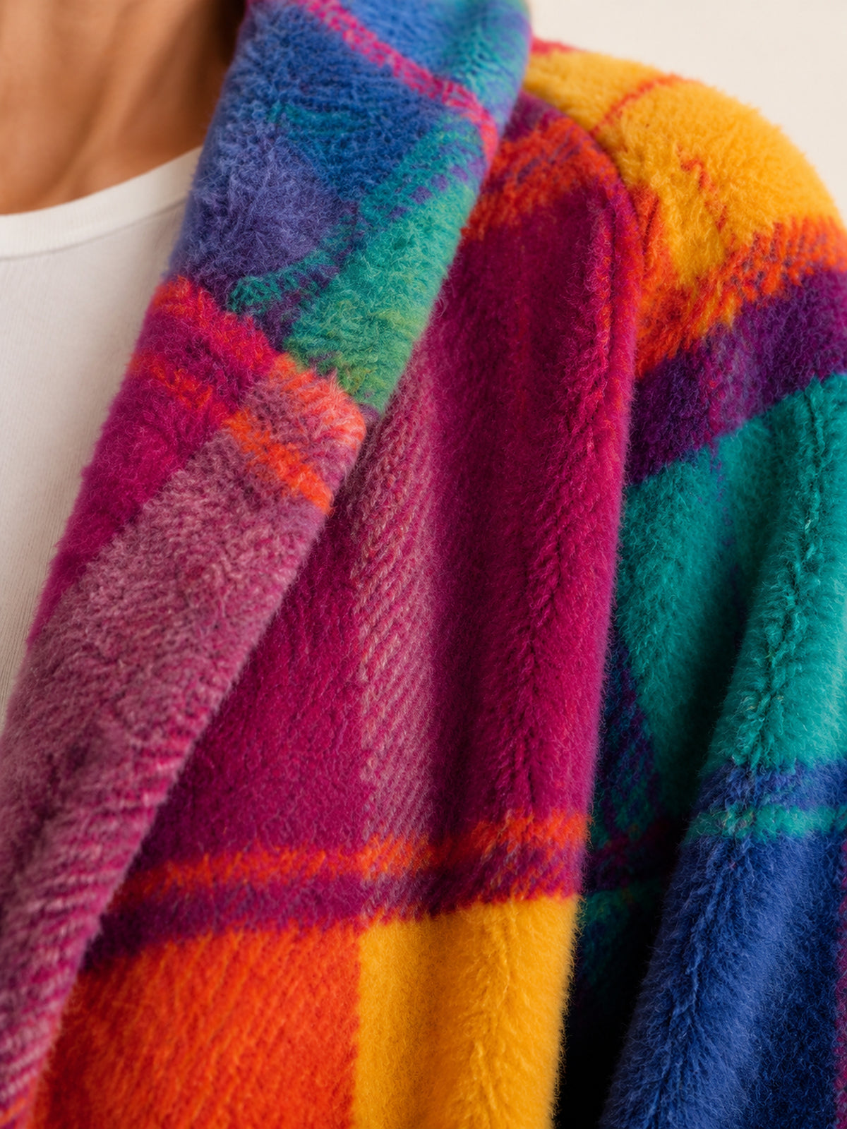 Rosalie Magenta Multi fleece material quality detail