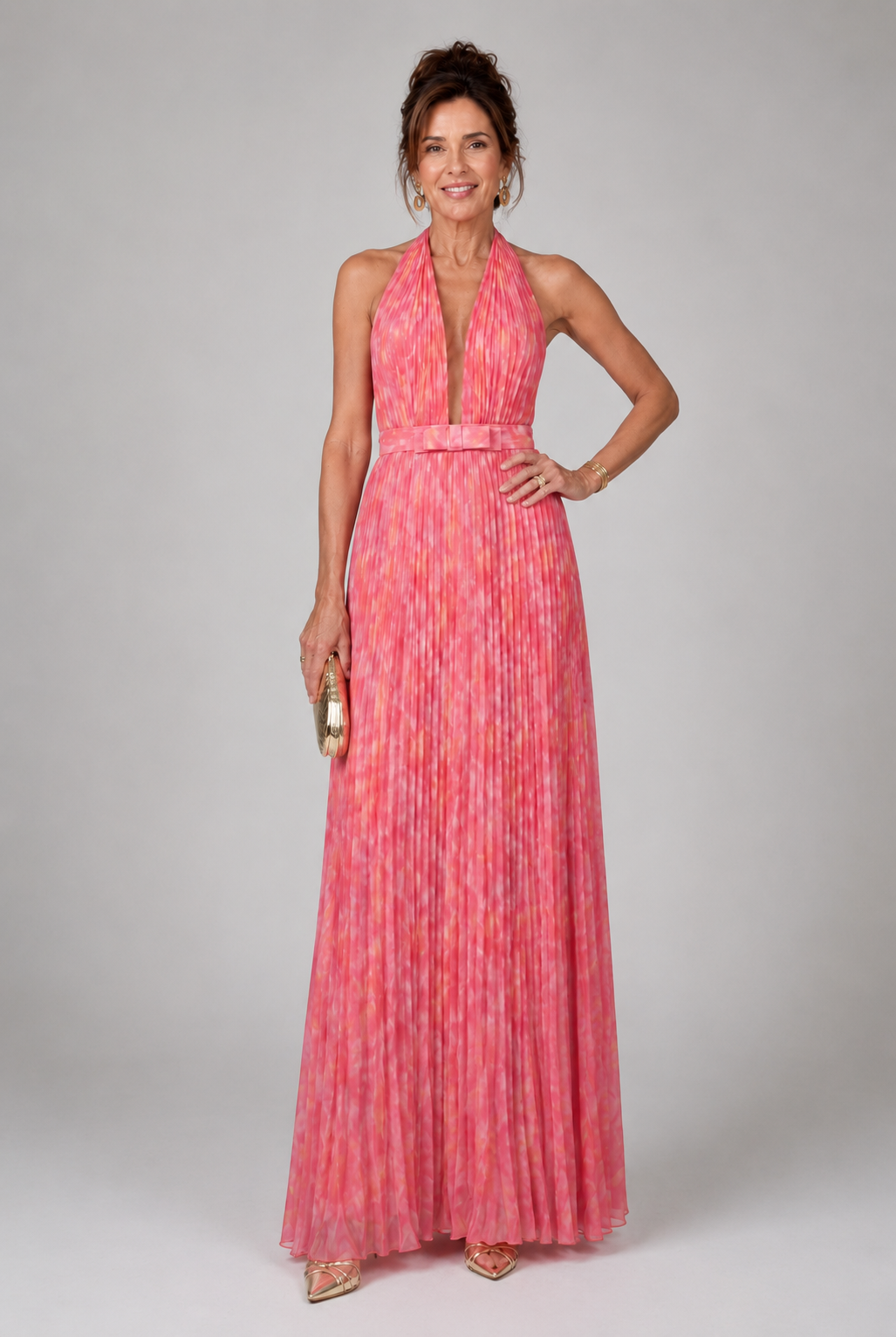 Rosel - Pleated Halter Maxi Dress