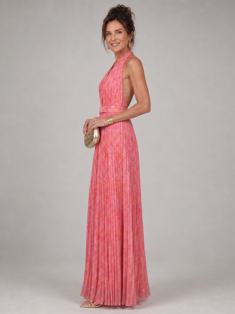 Rosel - Pleated Halter Maxi Dress